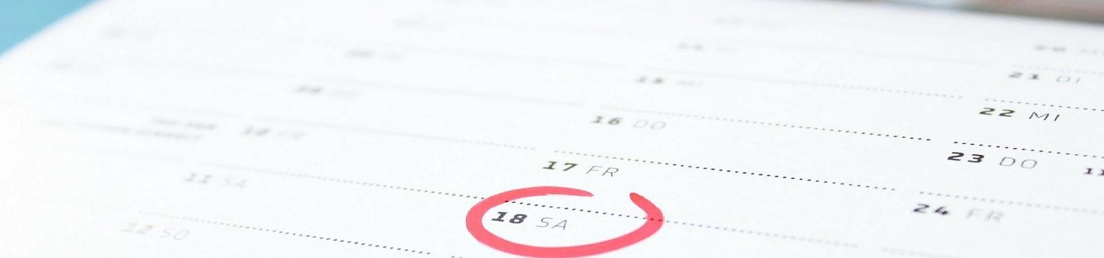 Abfallwirtschaft im Wandel In einem Terminkalender ist ein Termin eingekreist