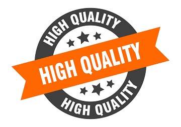 Ein Logo in Form eines Gütesiegels mit der Aufschrift "High Quality"